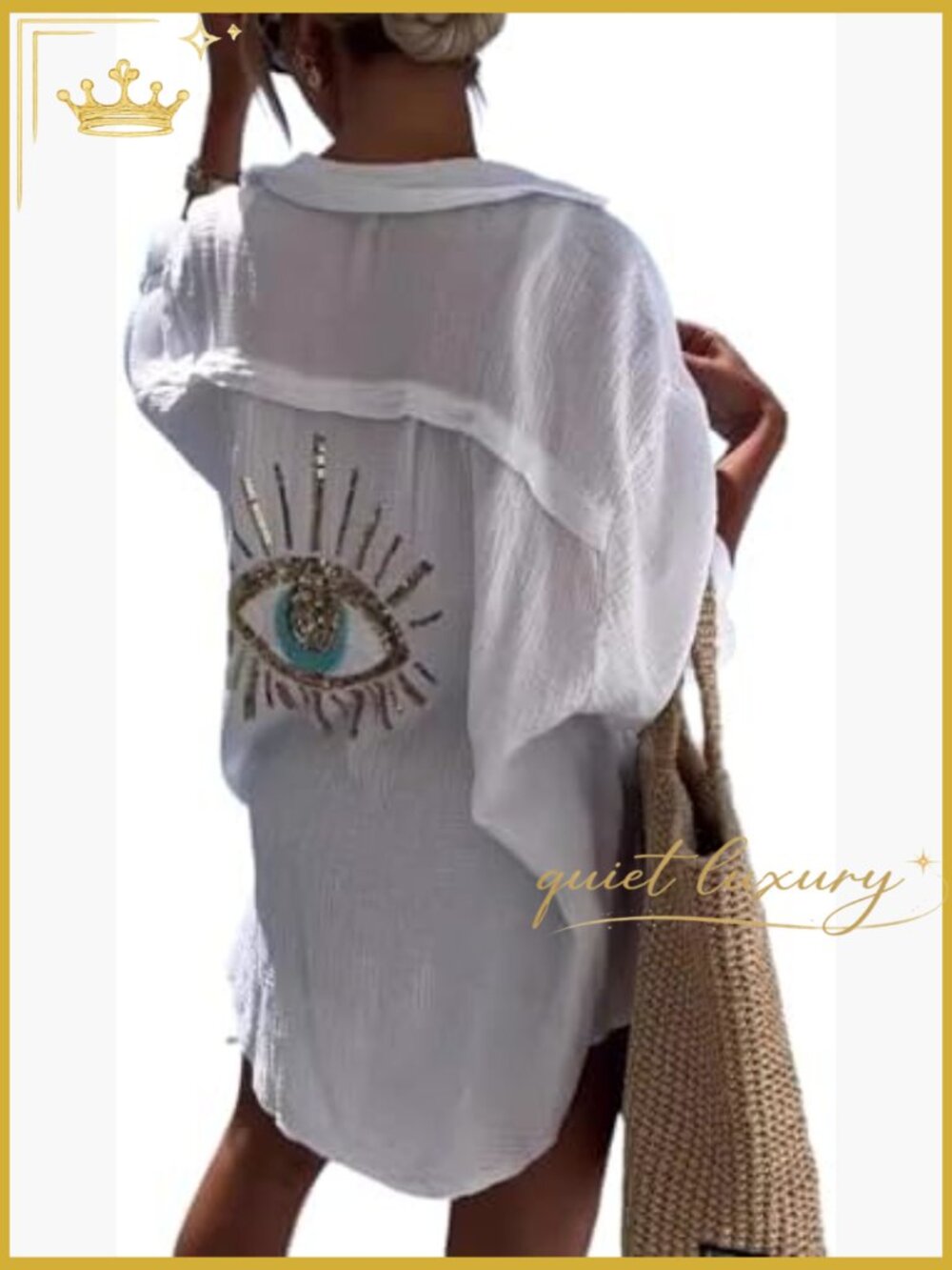 Oversized Linen Button Down Shirt - Beach Cover Up